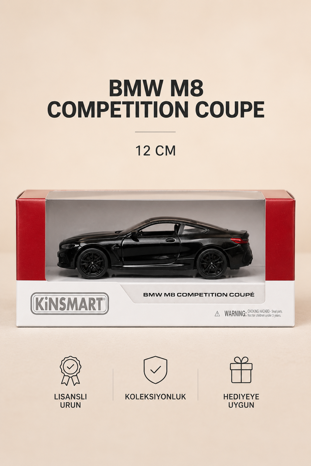 BMW M8 Competition Coupé 12 cm Lisanslı Kutulu Metal Model Araba - Siyah