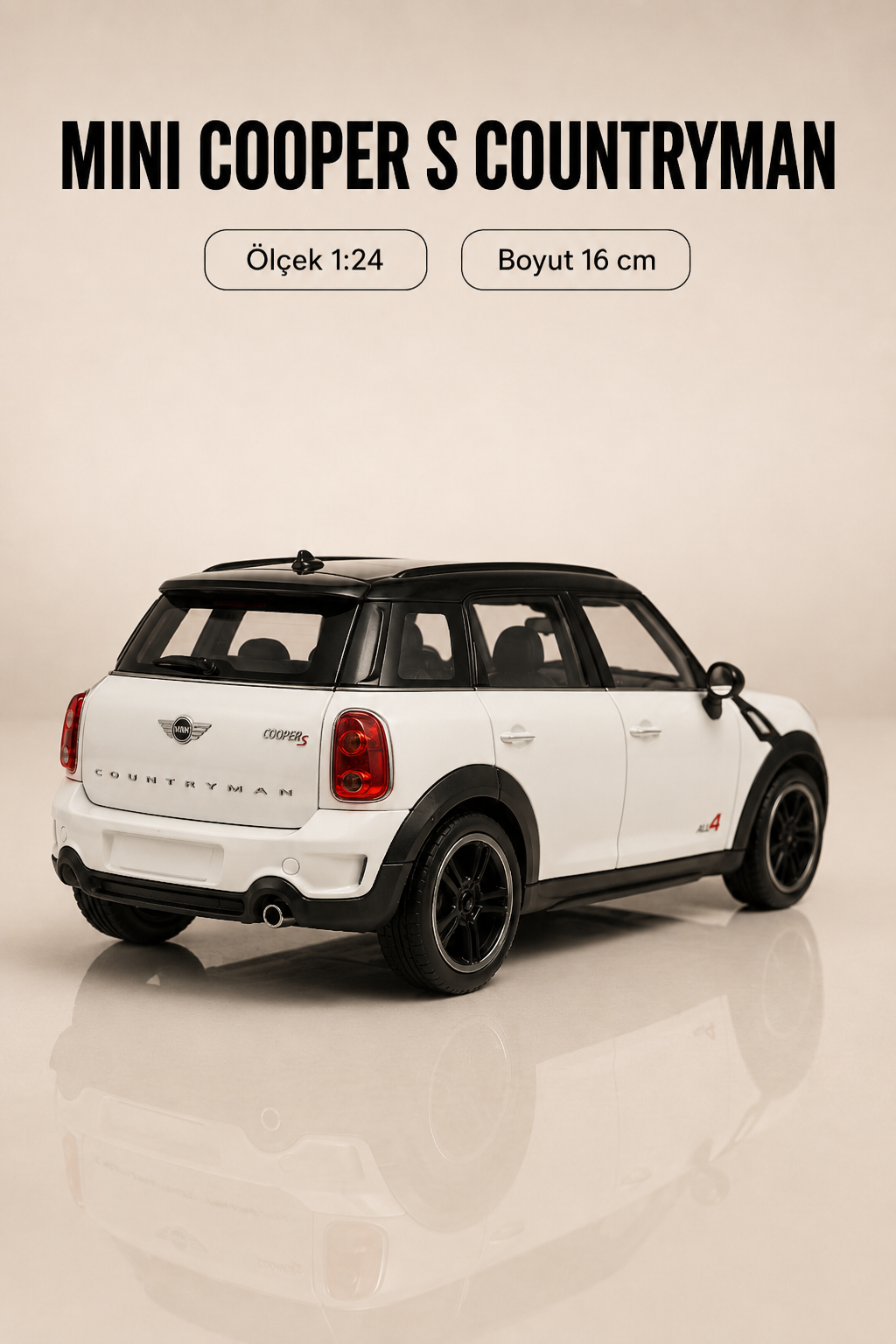 Mini Cooper S Countryman Beyaz 1:24 Ölçek 16 cm Metal Model Araba