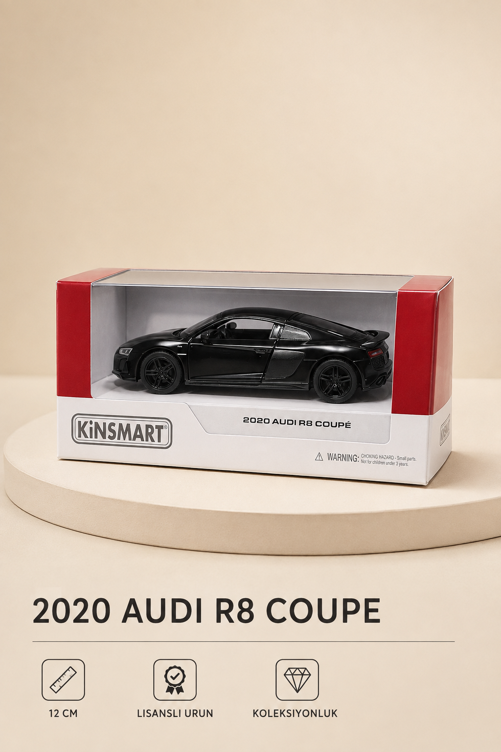 2020 Audi R8 Coupé 12 cm Lisanslı Kutulu Metal Model Araba - Siyah
