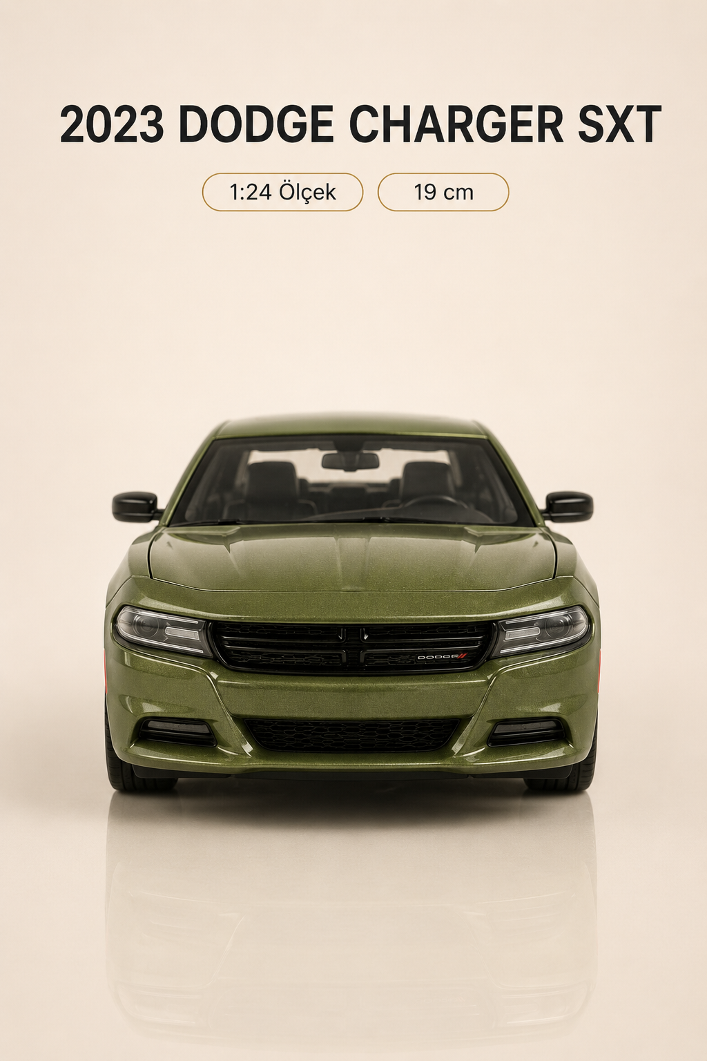 2023 Dodge Charger SXT Yeşil 1:24 Ölçek 19 cm Koleksiyonluk Model Araba
