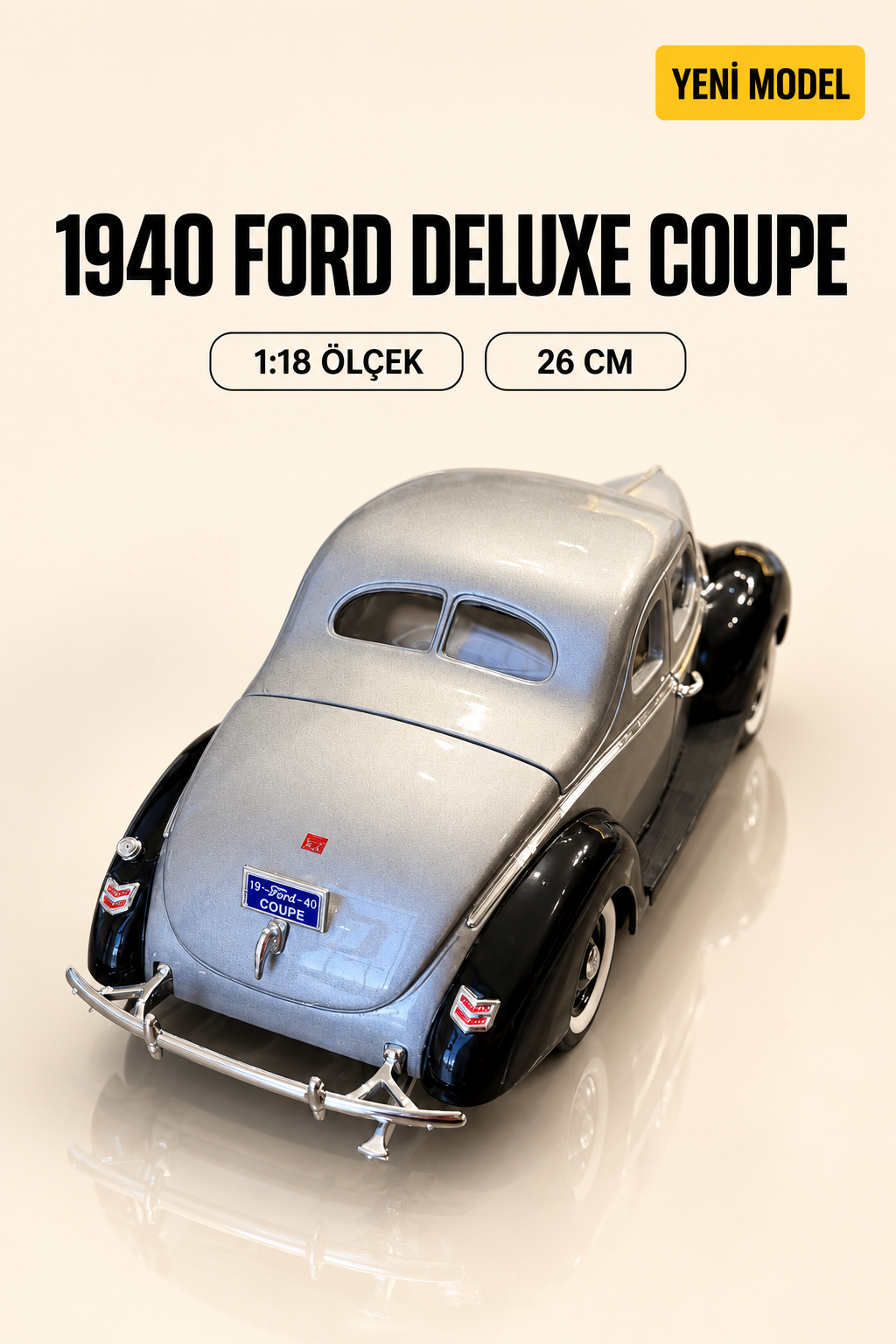 1940 Ford Deluxe 1:18 Ölçek Koleksiyonluk Model Araba | 26 cm