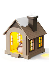 Kar Tasarımlı LED Işıklı Ev & Sevimli Çift Figürlü Hediye Seti – Gece Lambası & Buhar Nemlendirici