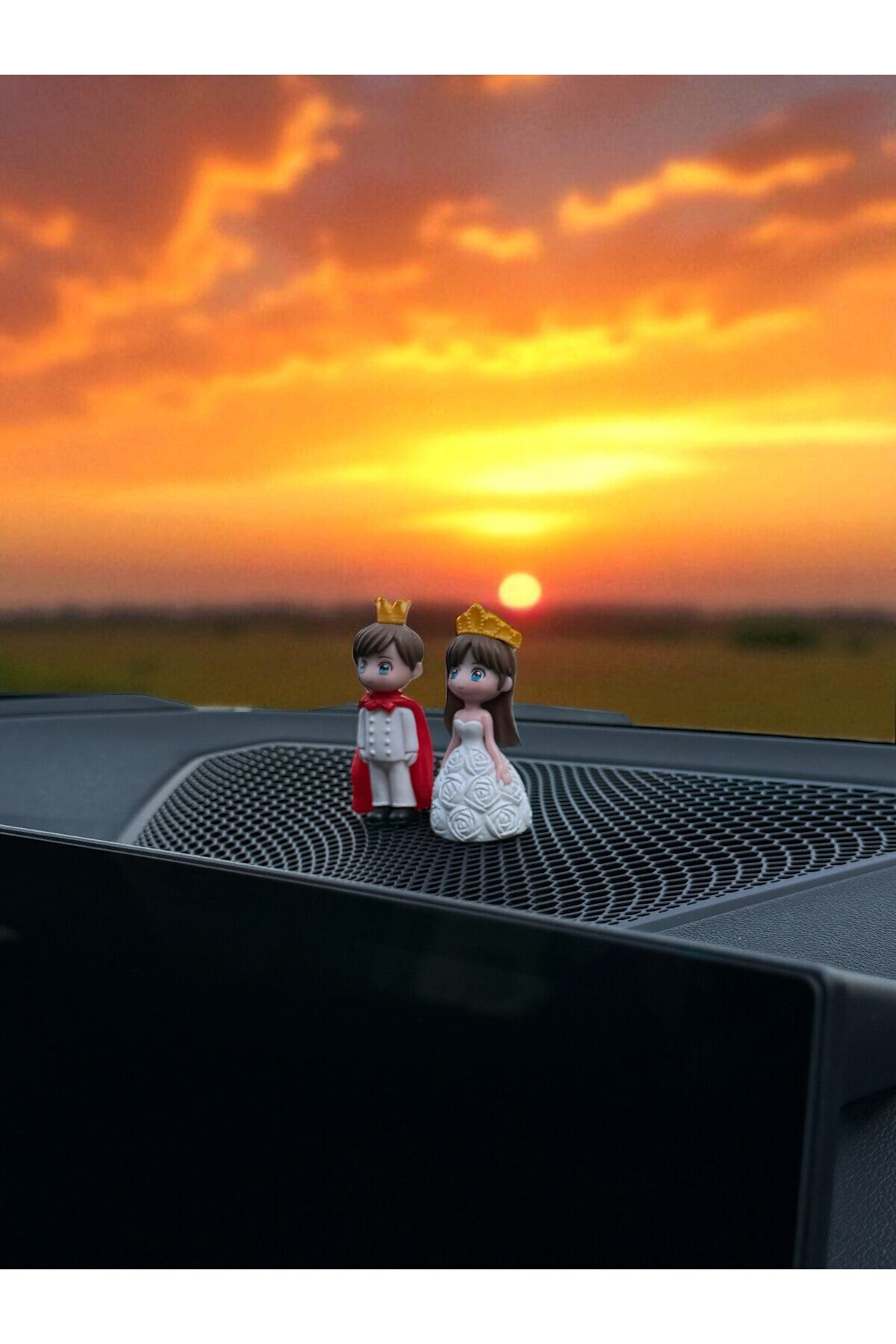 Sevgiliye Hediye Araç İçi Aksesuarı Prens ve Prenses Biblo - 7 cm