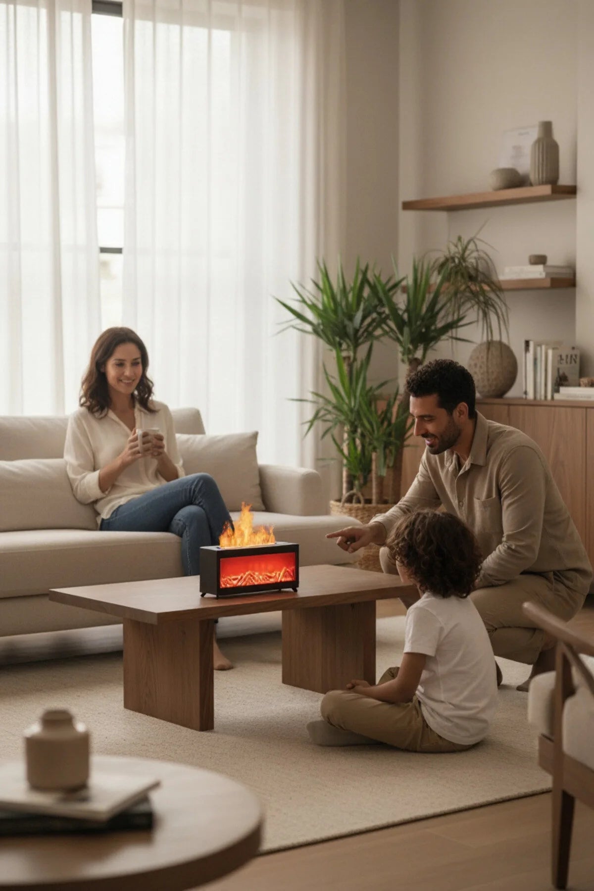 Alev Efektli Dekoratif Şömineli Hava Nemlendirici (Isıtmasız)