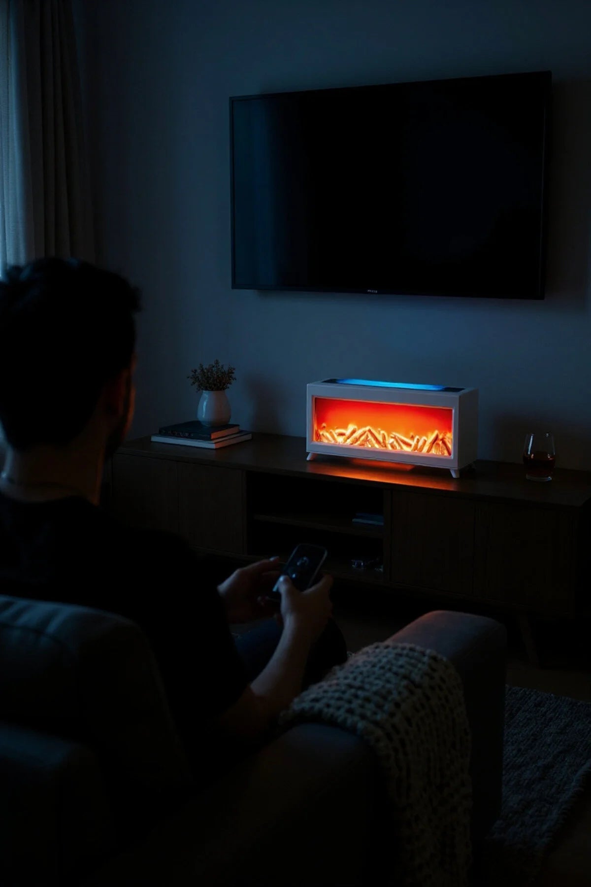 Alev Efektli Dekoratif Şömineli Hava Nemlendirici (Isıtmasız)