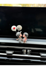 Romantik Balonlu Çift Araba Aksesuarı – I Love You Yazılı Dekoratif Figür