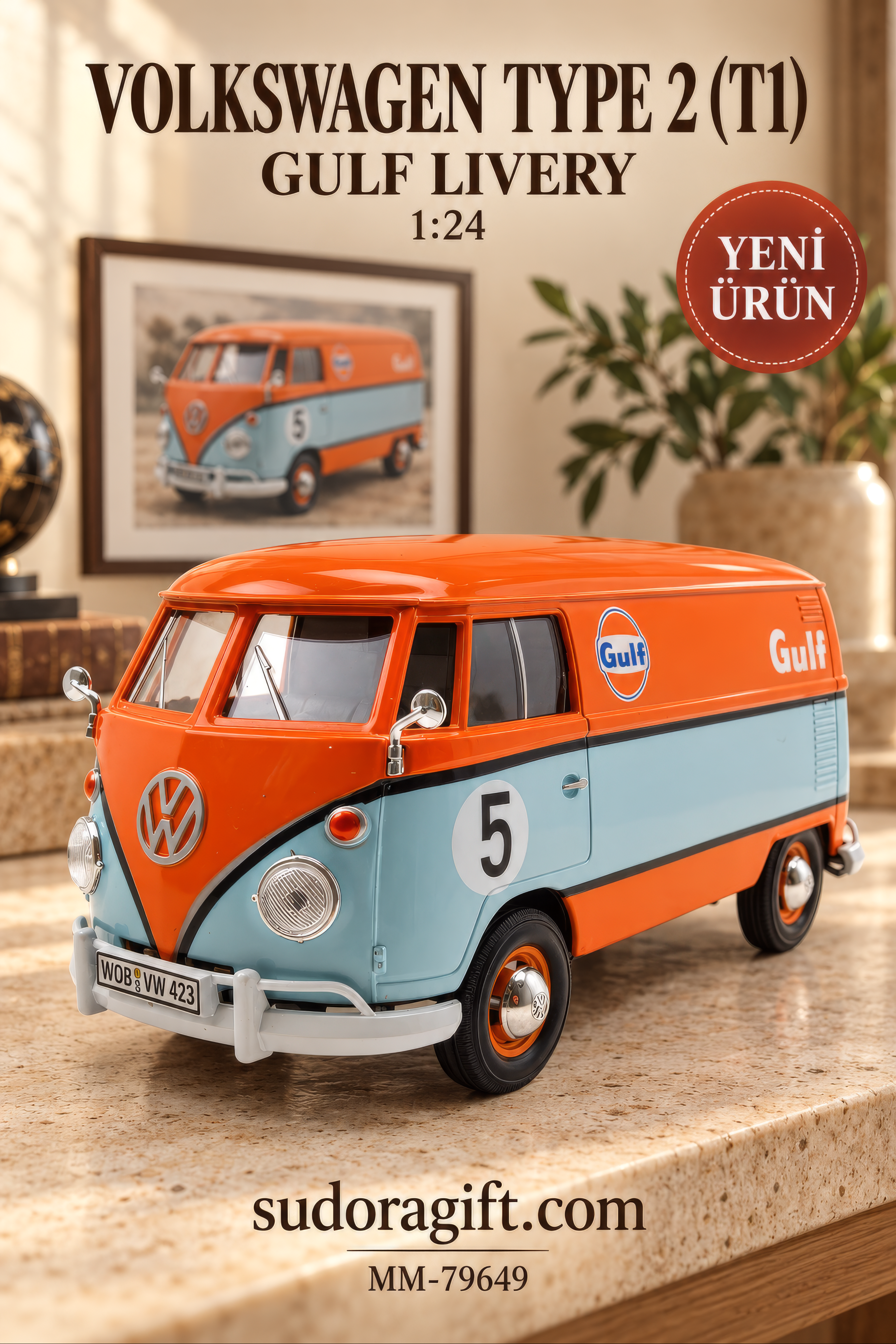 Motormax Gulf Volkswagen Type 2 T1 1:24 Metal Model Araba – MM-79649 – Detay