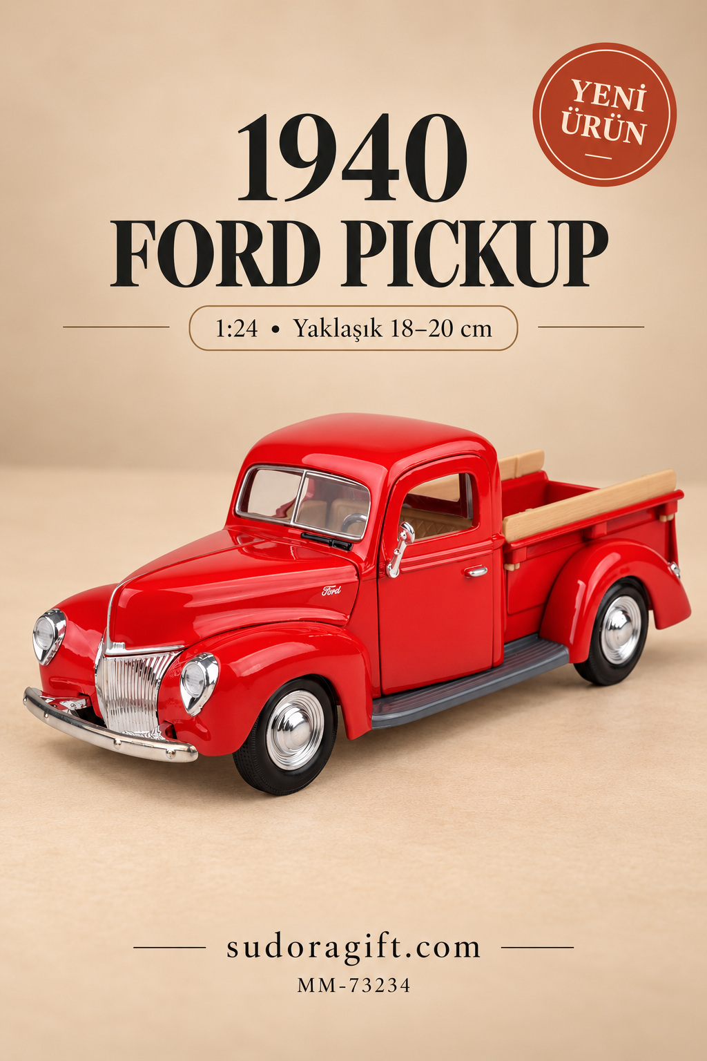 Motormax 1940 Ford Pickup 1:24 Metal Model Araba – MM-73234 – Ana görsel