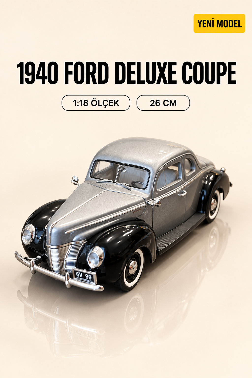 1940 Ford Deluxe 1:18 Ölçek Koleksiyonluk Model Araba | 26 cm