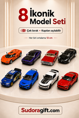 Die-Cast Koleksiyonluk Araba Seti - 8 Model Tek Pakette