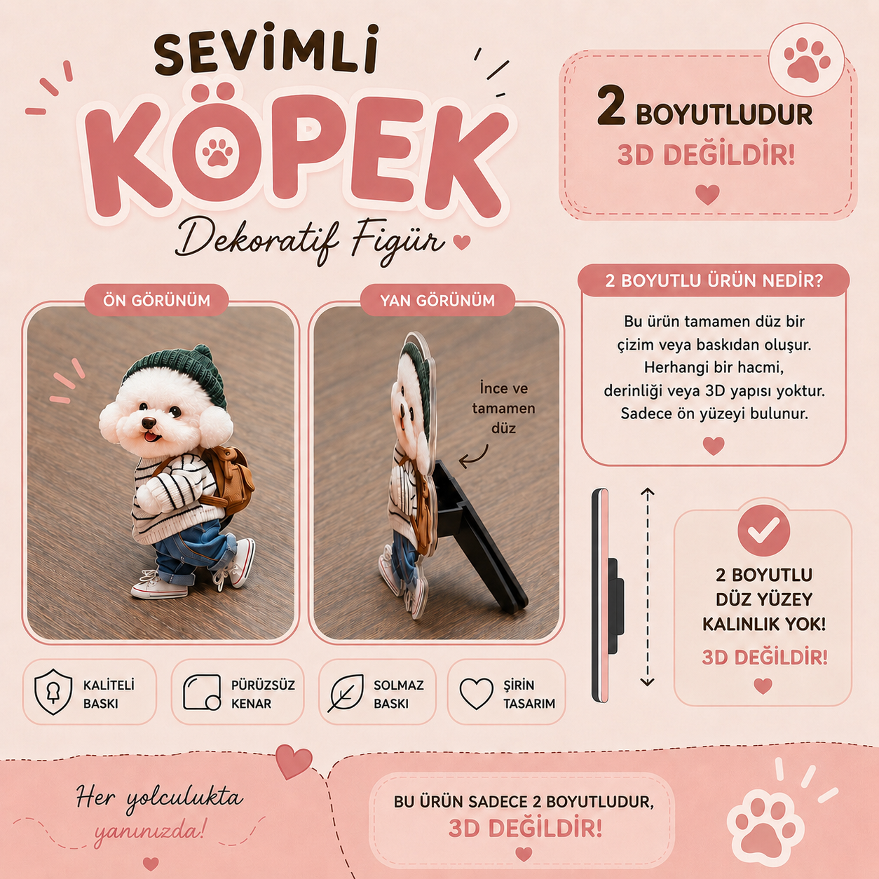 Minik Sevimli Köpek Araç Süsü (Kokulu) 2d Boyut