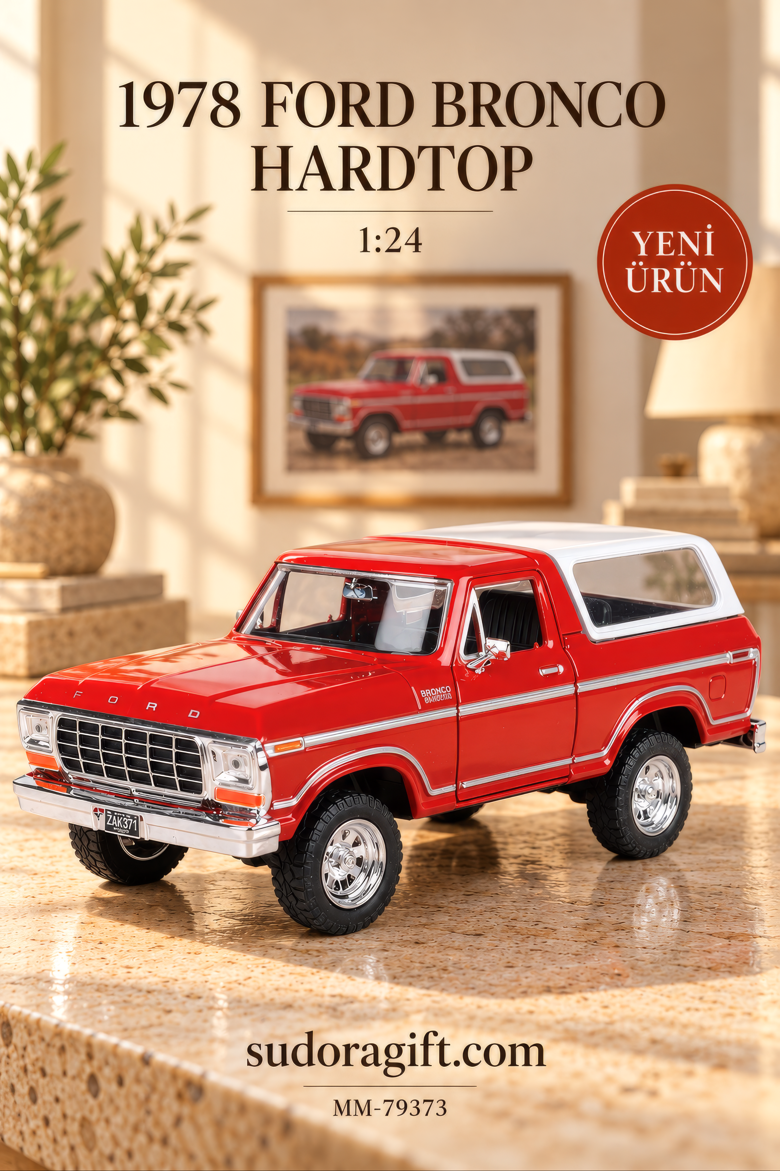 Motormax 1978 Ford Bronco Hardtop 1:24 Metal Model Araba – MM-79373 – Ana Gorsel