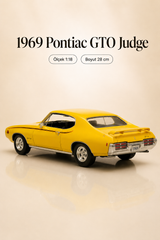 1969 Pontiac GTO Judge Sarı 1:18 Ölçek 28 cm Koleksiyonluk Model Araba