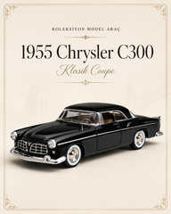 1955 Chrysler C300 - 1:24 Nostaljik Metal Araba - Siyah