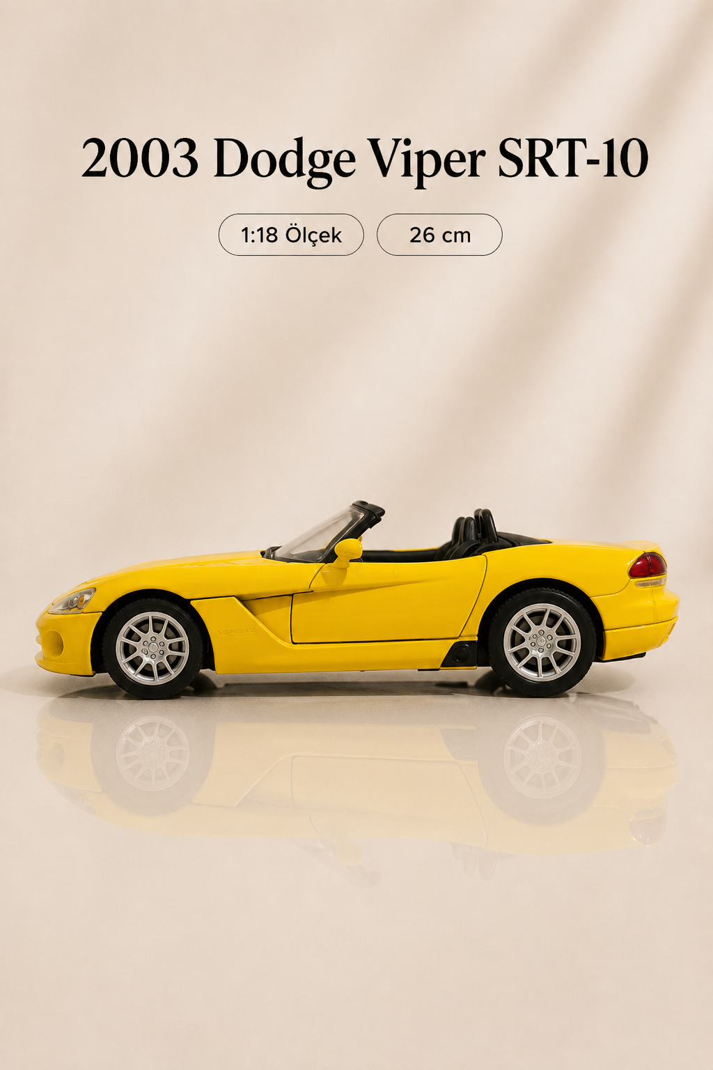 2003 Dodge Viper SRT-10 1:18 Ölçek 26 cm Metal Die Cast Model Araba