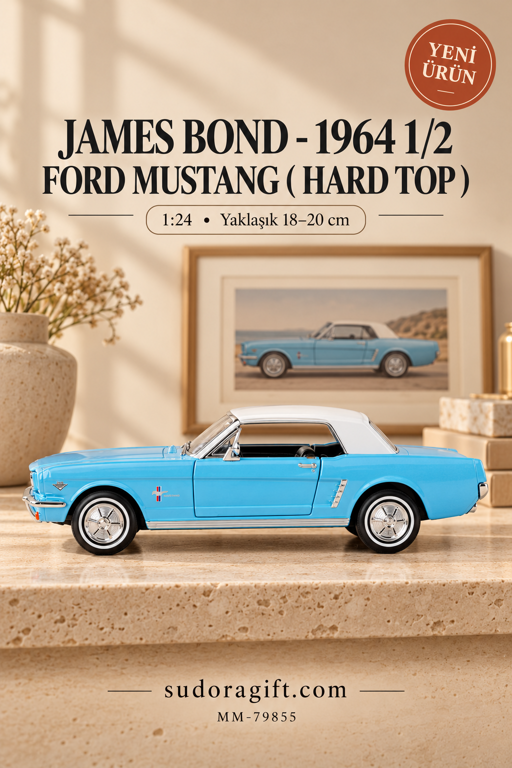 Motormax James Bond 1964½ Ford Mustang Hardtop 1:24 Metal Model Araba – MM-79855 – Sol görünüm