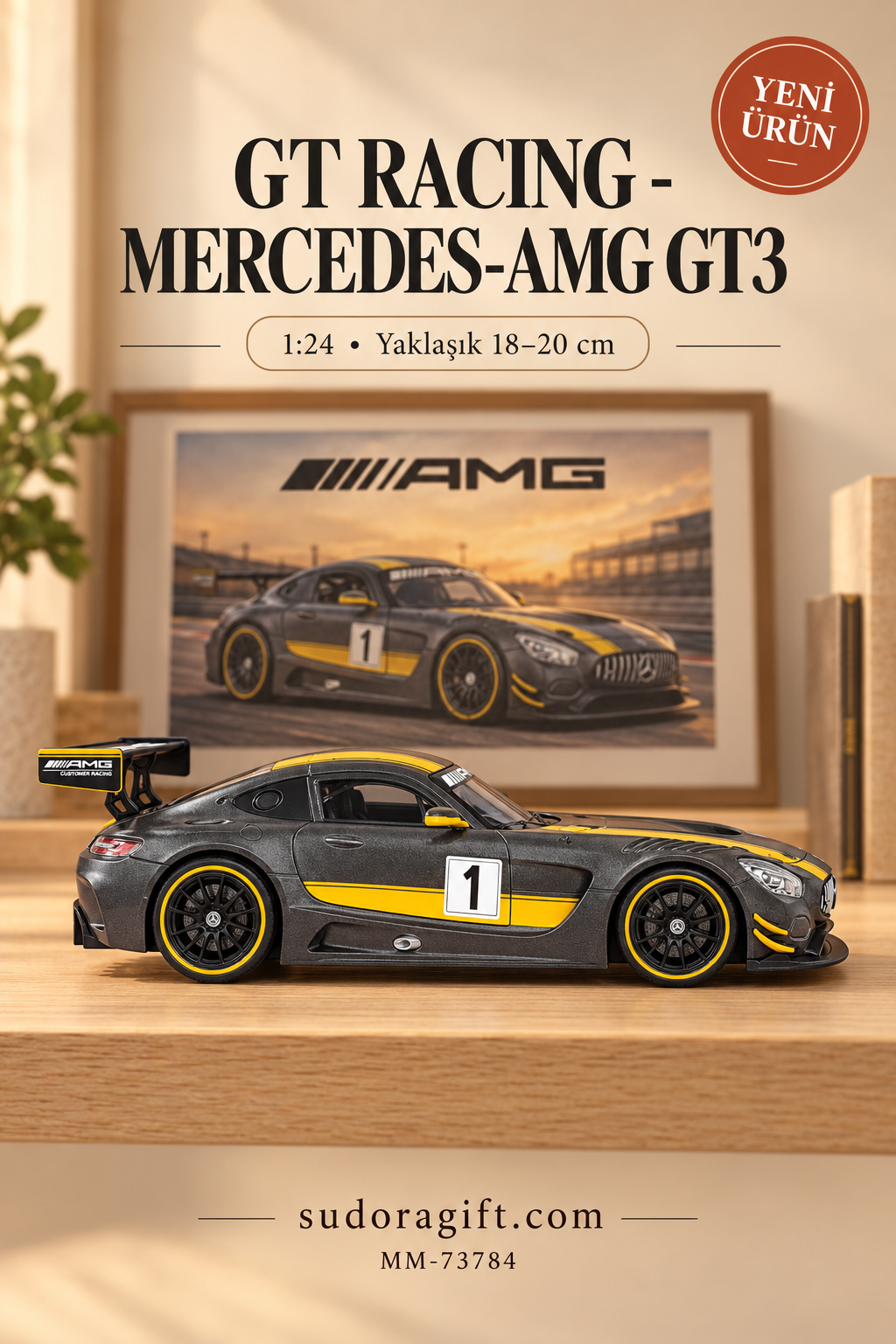Motormax GT Racing Mercedes-AMG GT3 1:24 Metal Model Araba – MM-73784 – Sağ görünüm