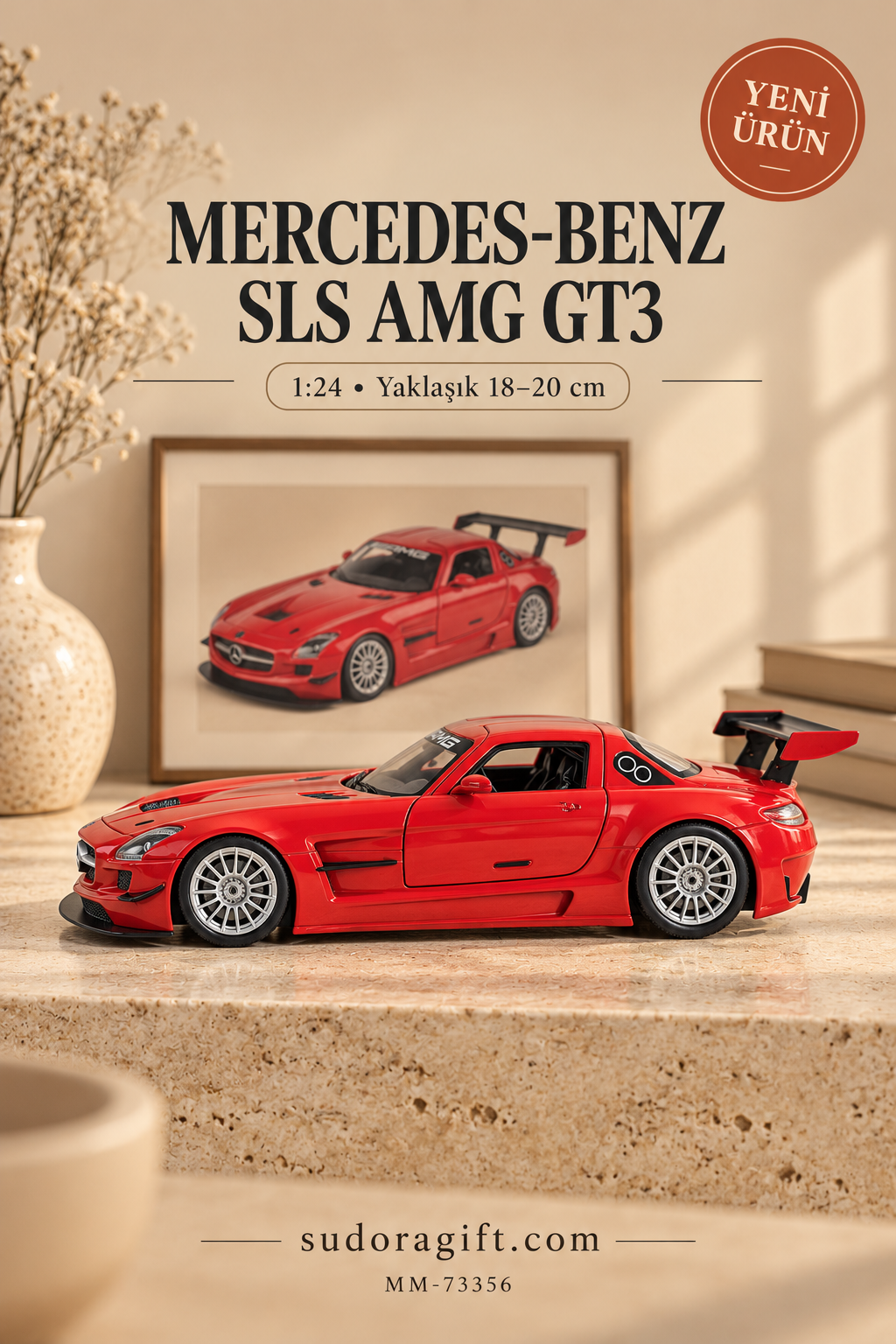 Motormax Mercedes-Benz SLS AMG GT3 1:24 Metal Model Araba – MM-73356 – Sol görünüm