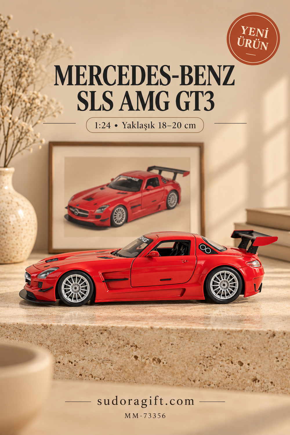 Motormax Mercedes-Benz SLS AMG GT3 1:24 Metal Model Araba – MM-73356 – Sol görünüm