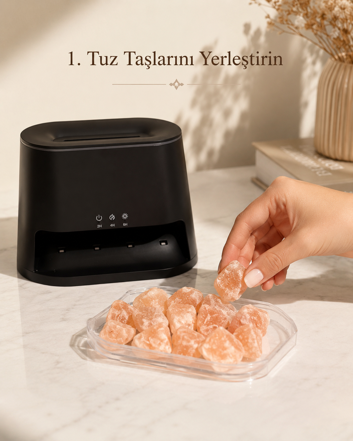 Tuz Taşlı Aroma Difüzör Hava Nemlendirici LED Işıklı Hediyelik Eşya