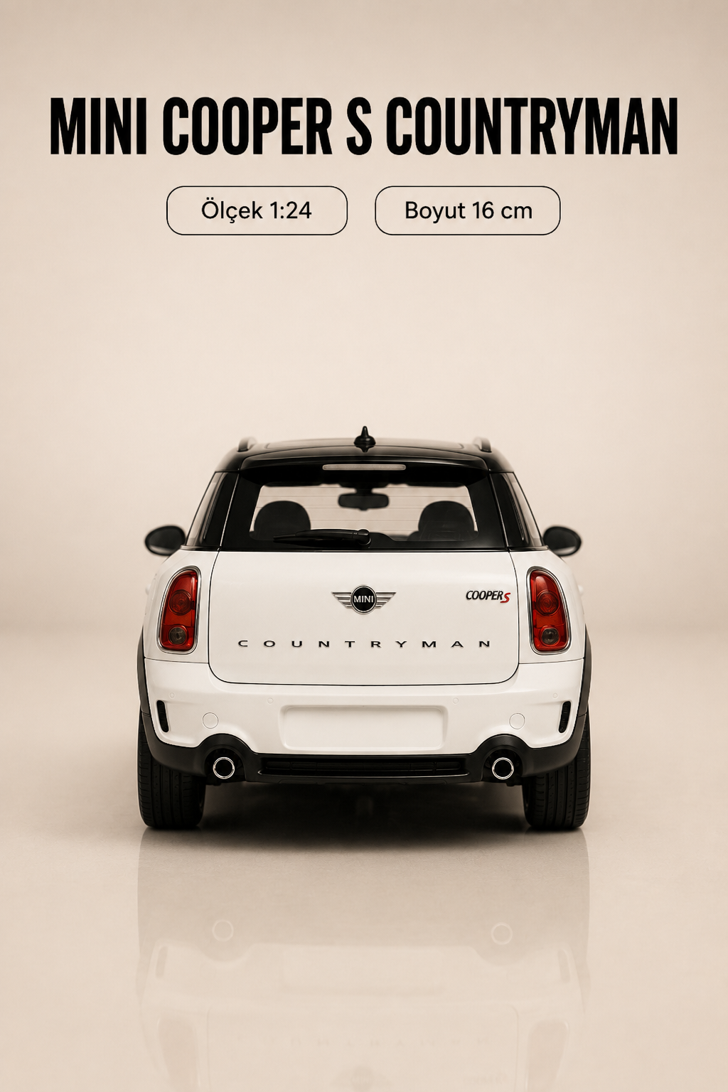 Mini Cooper S Countryman Beyaz 1:24 Ölçek 16 cm Metal Model Araba