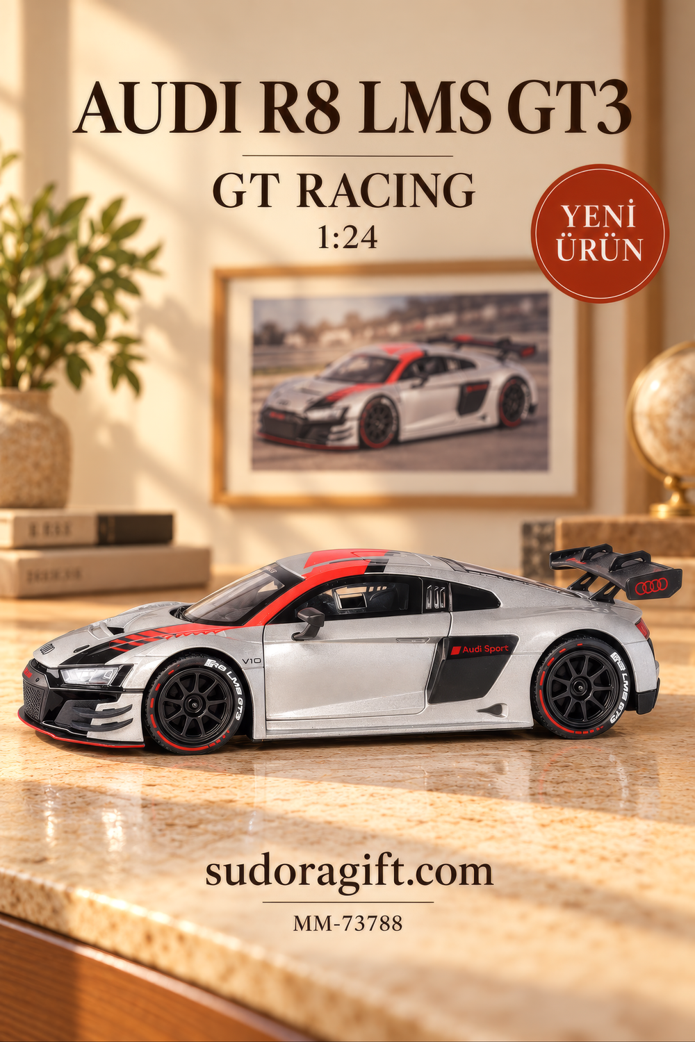 Motormax GT Racing Audi R8 LMS GT3 1:24 Metal Model Araba – MM-73788 – Sol Gorunum