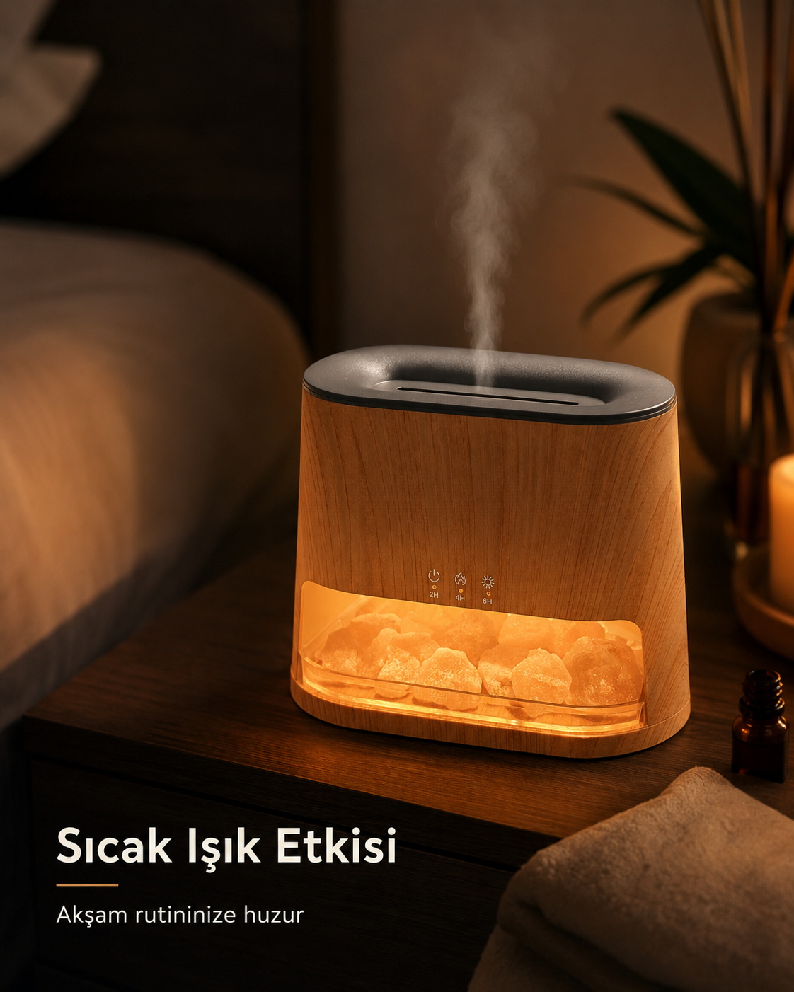 Tuz Taşlı Aroma Difüzör Hava Nemlendirici LED Işıklı Hediyelik Eşya