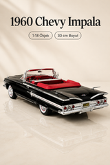 1960 Chevrolet Impala Siyah Cabrio 1:18 Ölçek 30 cm Model Araba
