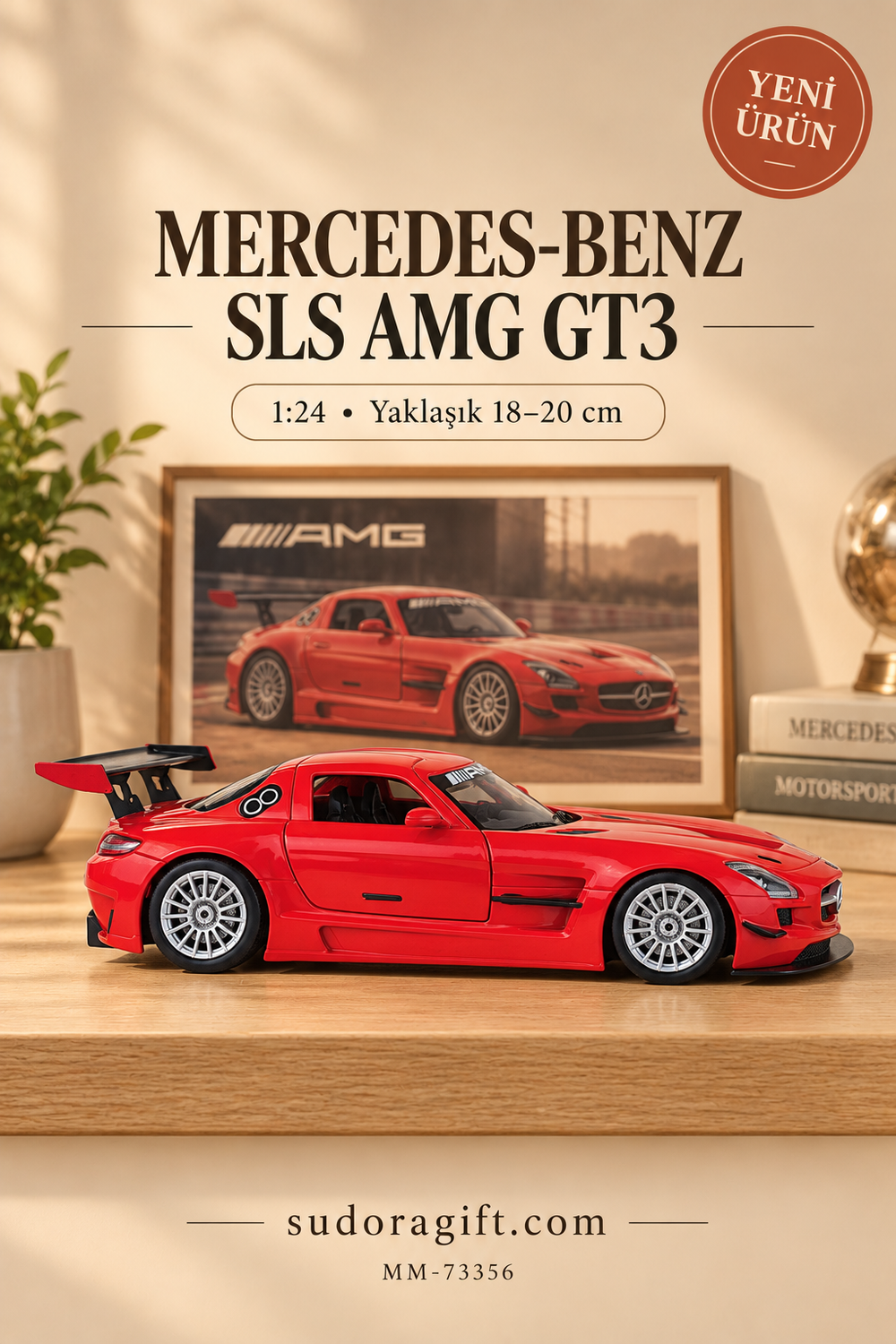 Motormax Mercedes-Benz SLS AMG GT3 1:24 Metal Model Araba – MM-73356 – Sağ görünüm