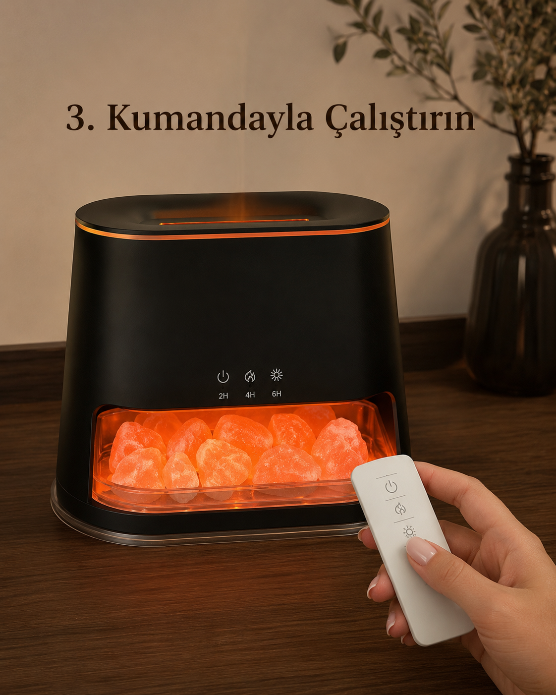 Tuz Taşlı Aroma Difüzör Hava Nemlendirici LED Işıklı Hediyelik Eşya