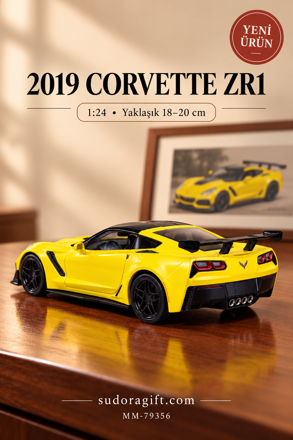 Motormax 2019 Chevrolet Corvette ZR1 1:24 Metal Model Araba