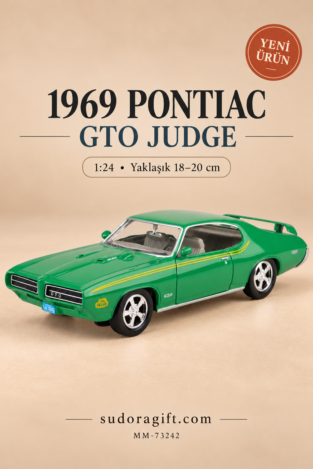 Motormax 1969 Pontiac GTO Judge 1:24 Metal Model Araba – MM-73242 – Ana görsel