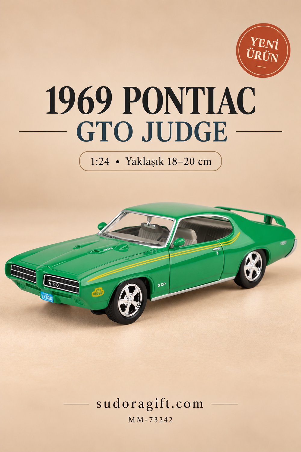 Motormax 1969 Pontiac GTO Judge 1:24 Metal Model Araba – MM-73242 – Ana görsel