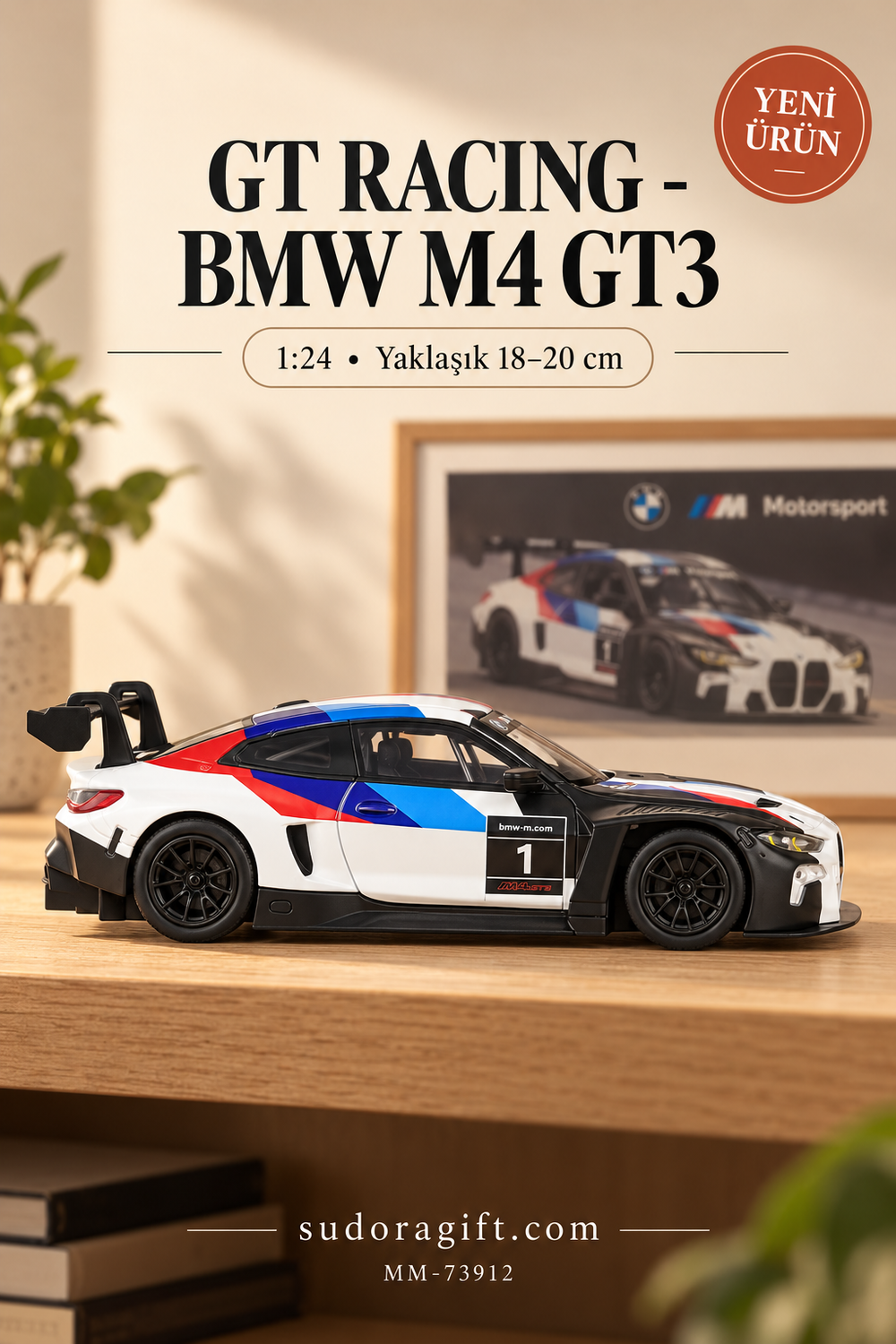Motormax GT Racing BMW M4 GT3 1:24 Metal Model Araba – MM-73912 – Sağ görünüm