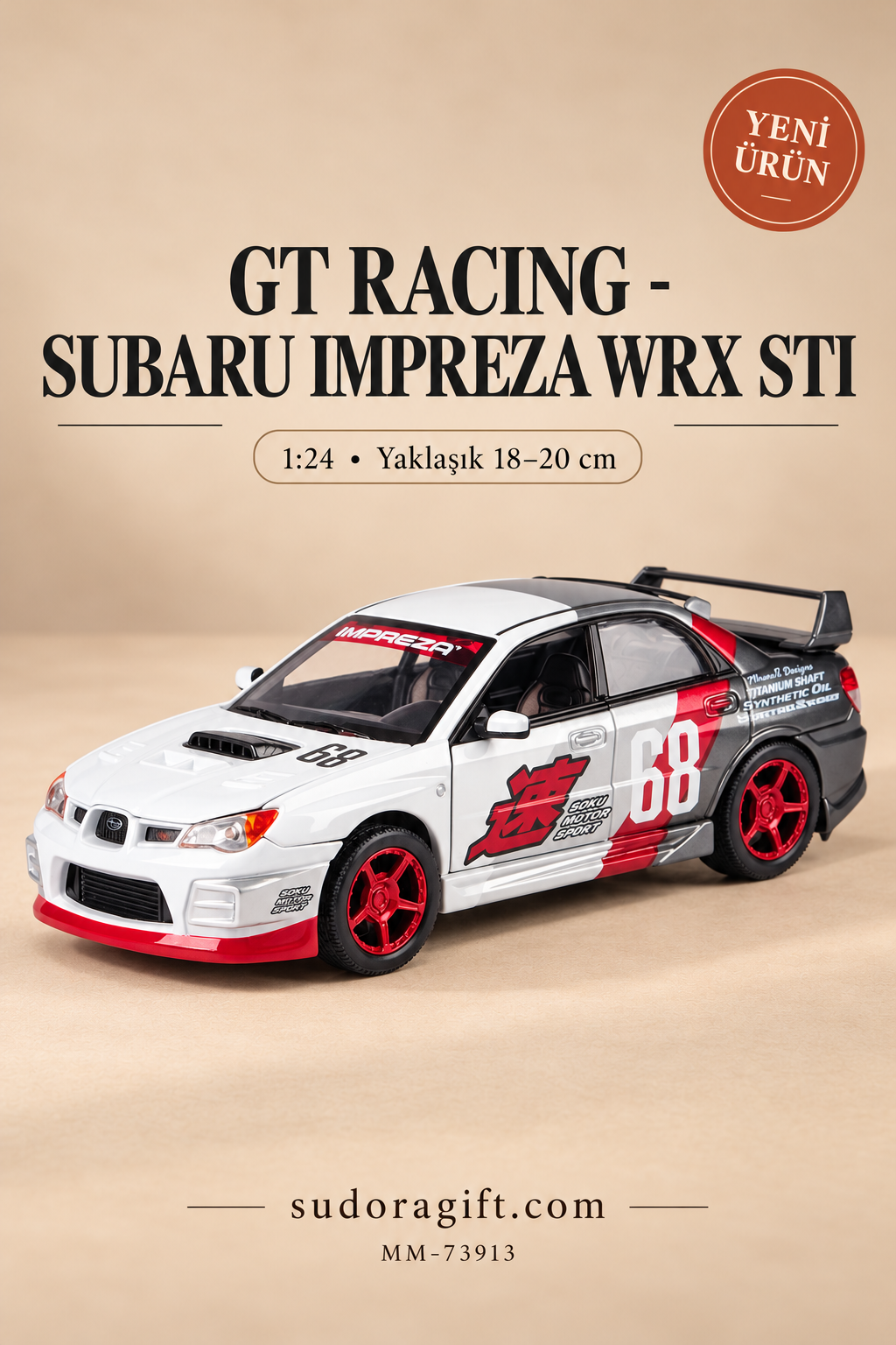 Motormax GT Racing Subaru Impreza WRX STI 1:24 Metal Model Araba – MM-73913 – Ana görsel