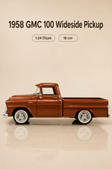 1958 GMC 100 Wideside Pickup Bakır Kahverengi 1:24 Ölçek 18 cm Model Araba