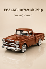 1958 GMC 100 Wideside Pickup Bakır Kahverengi 1:24 Ölçek 18 cm Model Araba