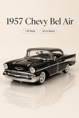 1957 Chevrolet Bel Air Siyah Coupe 1:18 Ölçek 30 cm Model Araba