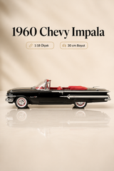 1960 Chevrolet Impala Siyah Cabrio 1:18 Ölçek 30 cm Model Araba