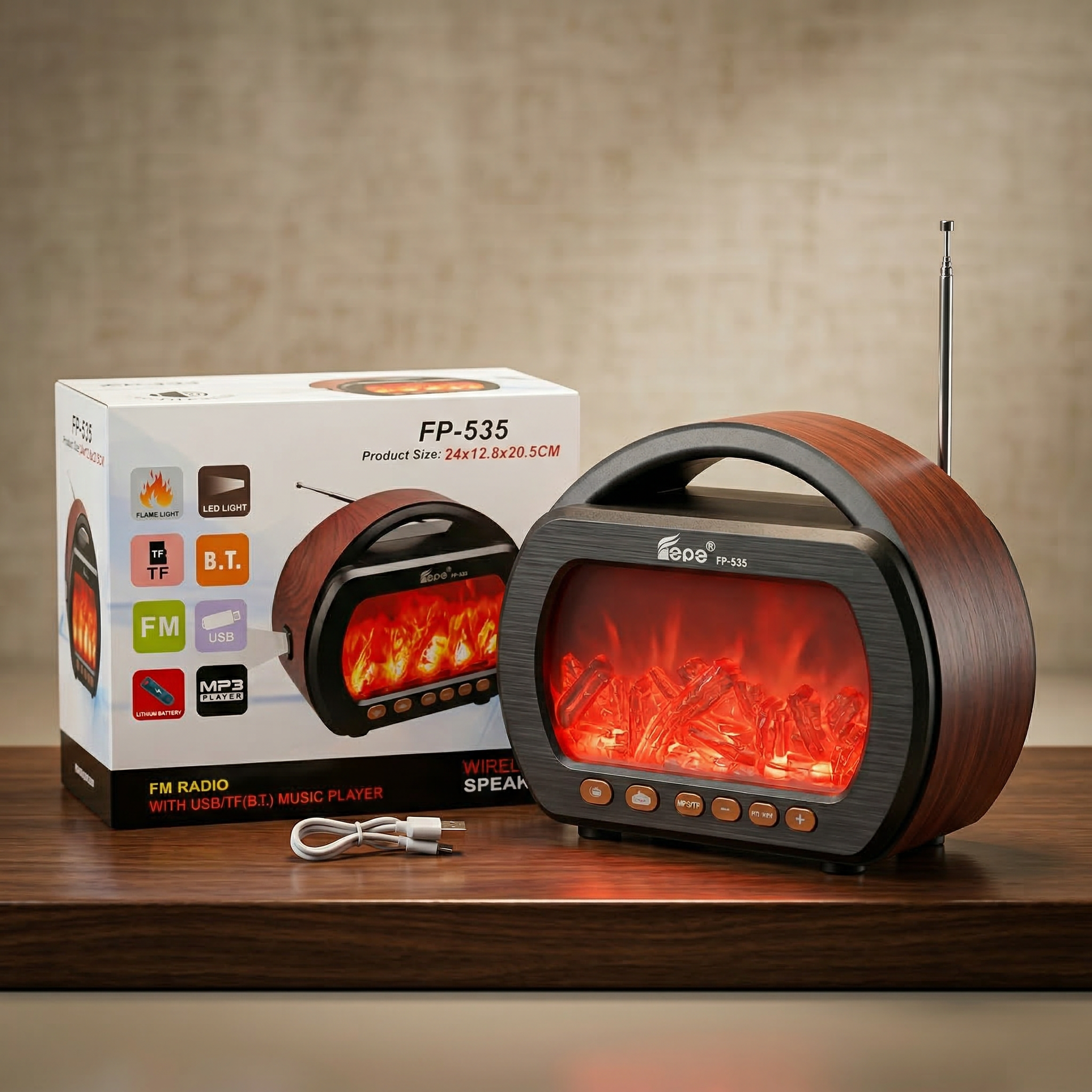 FP-535 Şömine Görünümlü Nostaljik Radyo - El Fenerli Model