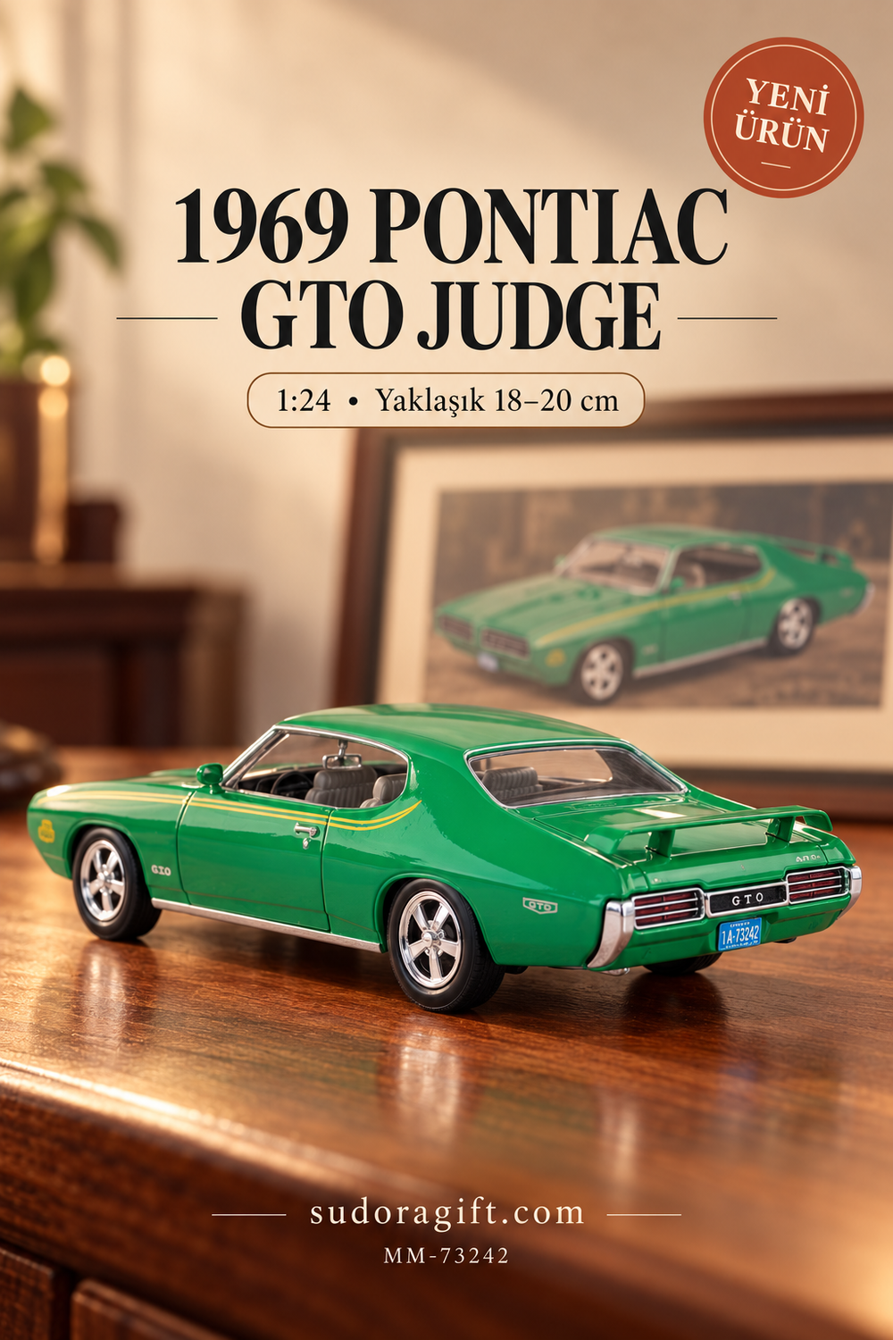 Motormax 1969 Pontiac GTO Judge 1:24 Metal Model Araba – MM-73242 – Arka görünüm