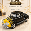 1940 Ford Deluxe Alev Desenli 1:18 Özel Üretim Model Araba | 26 cm