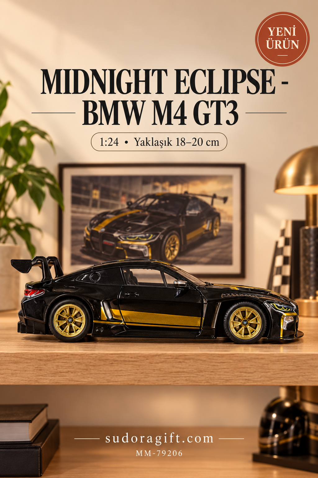Motormax Midnight Eclipse BMW M4 GT3 1:24 Metal Model Araba – MM-79206 – Sağ görünüm