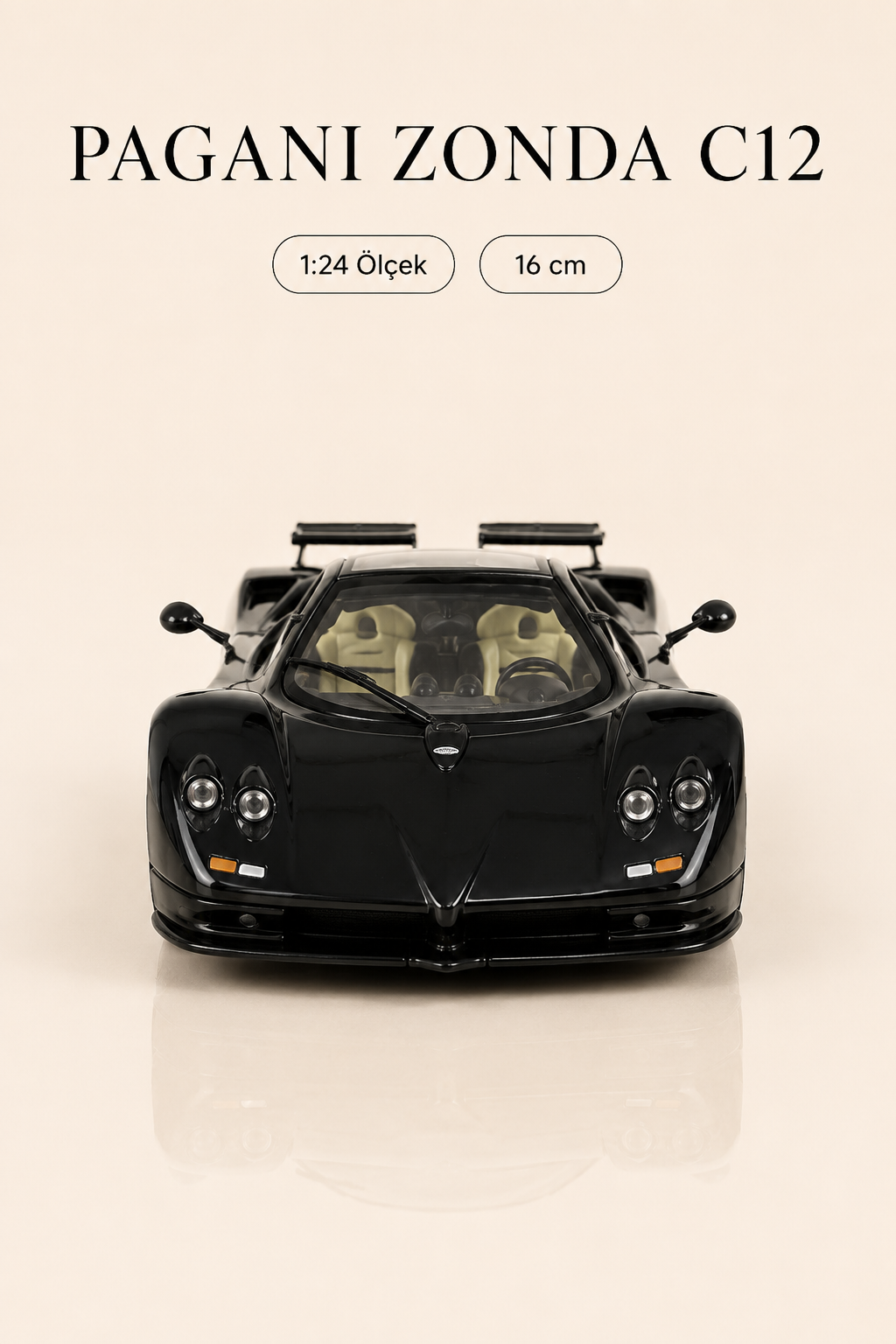 Pagani Zonda C12 Siyah 1:24 Ölçek 16 cm Koleksiyonluk Model Araba
