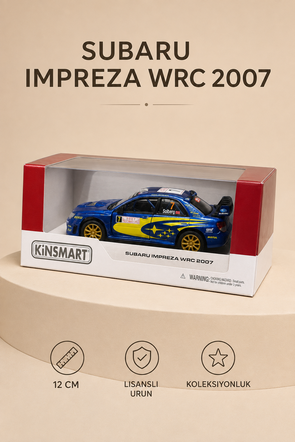 Subaru Impreza WRC 2007 12 cm Lisanslı Kutulu Metal Model Araba