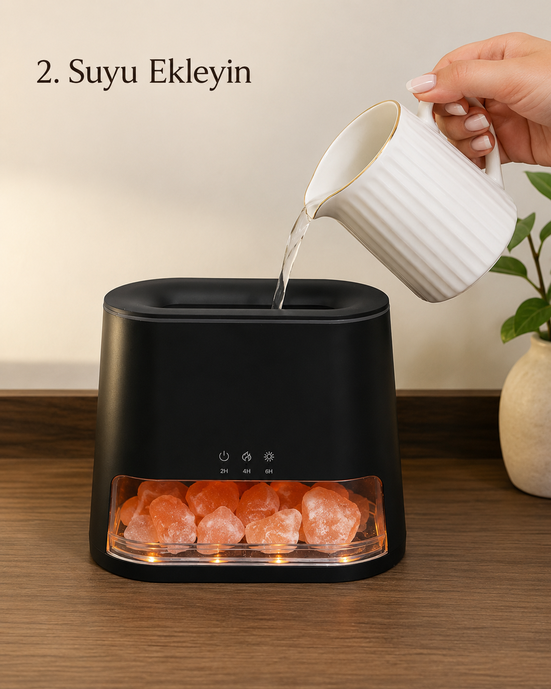 Tuz Taşlı Aroma Difüzör Hava Nemlendirici LED Işıklı Hediyelik Eşya