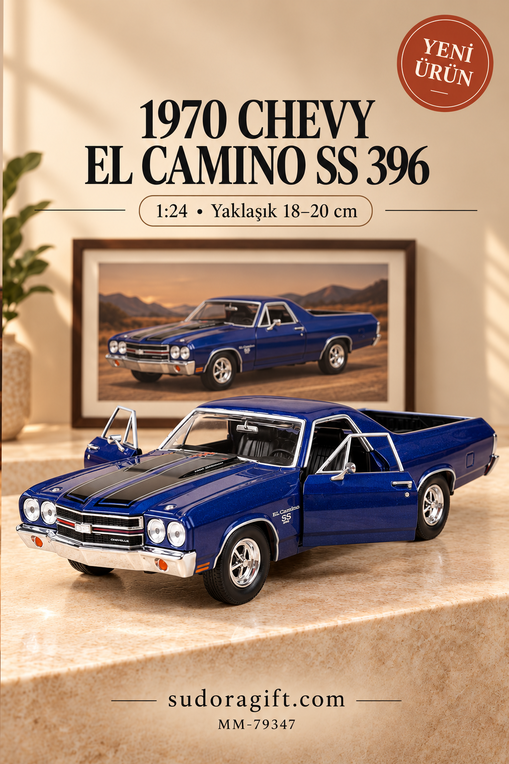 Motormax 1970 Chevrolet El Camino SS 396 1:24 Metal Model Araba