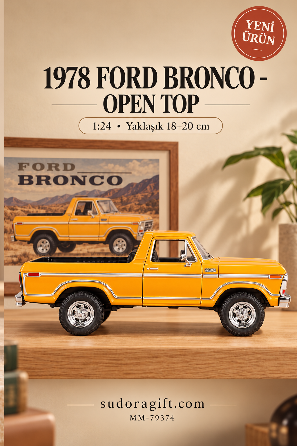 Motormax 1978 Ford Bronco Open Top 1:24 Metal Model Araba