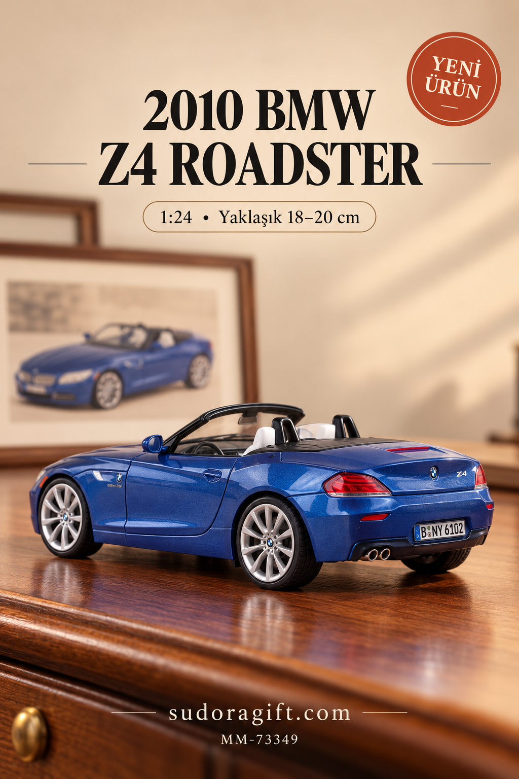Motormax 2010 BMW Z4 Roadster 1:24 Metal Model Araba – MM-73349 – Arka görünüm