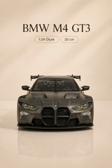 BMW M4 GT3 Metalik Antrasit Gri 1:24 Ölçek 20 cm Koleksiyonluk Model Araba